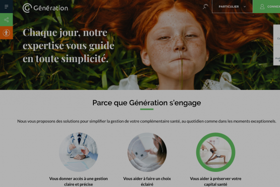 Haut de la page d'accueil du site generation.fr, site Drupal réalisé à Nantes, Loire Atlantique